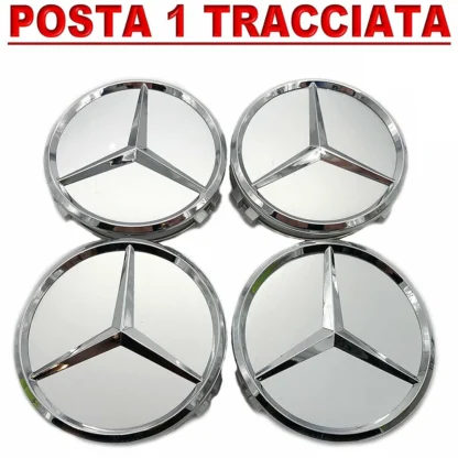 4 tappi coprimozzo 75mm originali iea per mercedes a b e gla cle cla clk gla cls