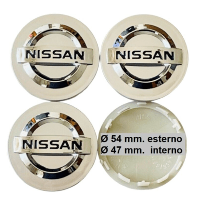 set 4 pezzi nissan 54 mm grigio argento